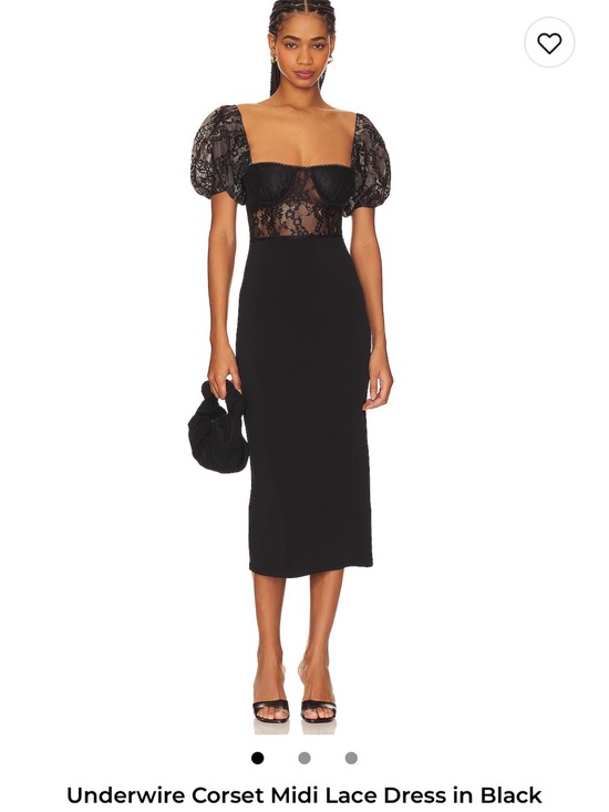 WeWoreWhat Dresses & Skirts - WeWoreWhat Black Lace Underwire Corset Midi Dress with Puff Sleeves